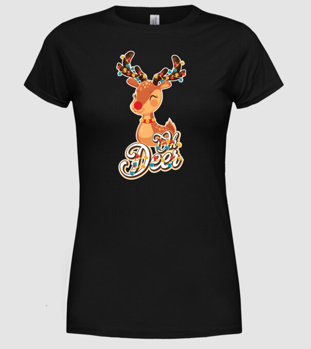 Oh deer model negru pe tricou