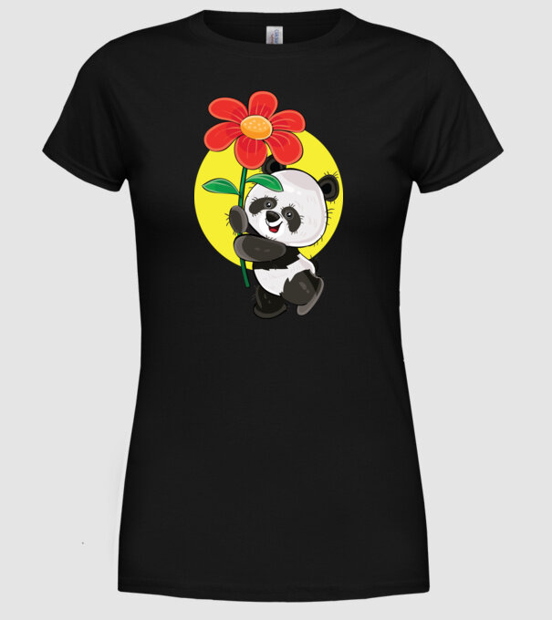 Dragoste panda model negru pe tricou