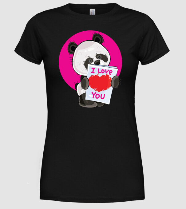 dragoste panda model negru pe tricou