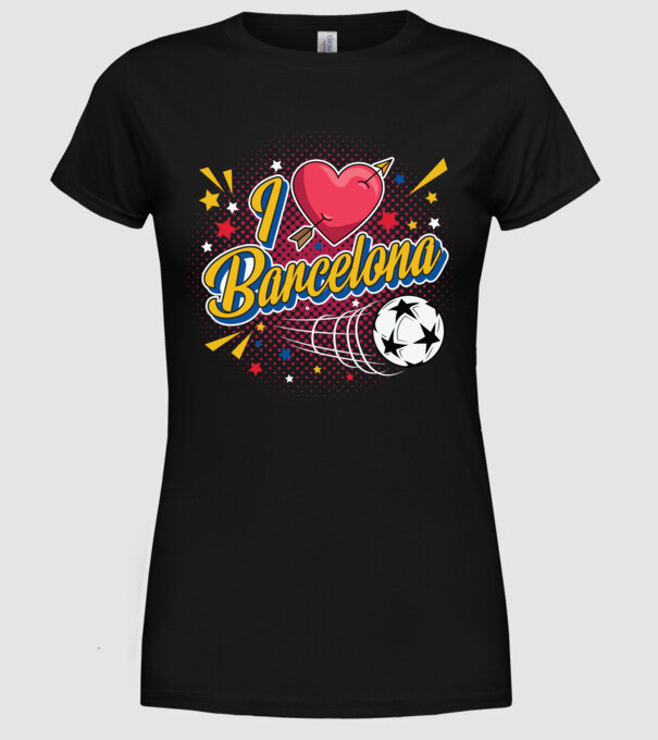 Popart Barcelona model negru pe tricou