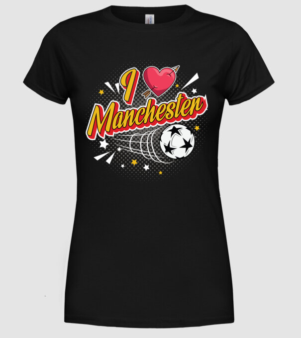 Popart Manchester model negru pe tricou