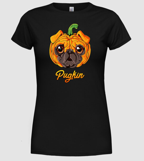 Pugkin model negru pe tricou