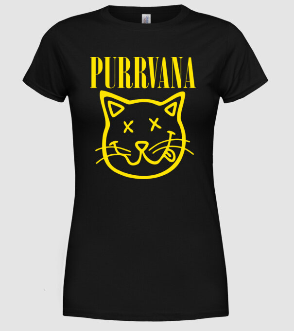 PURRVANA model negru pe tricou