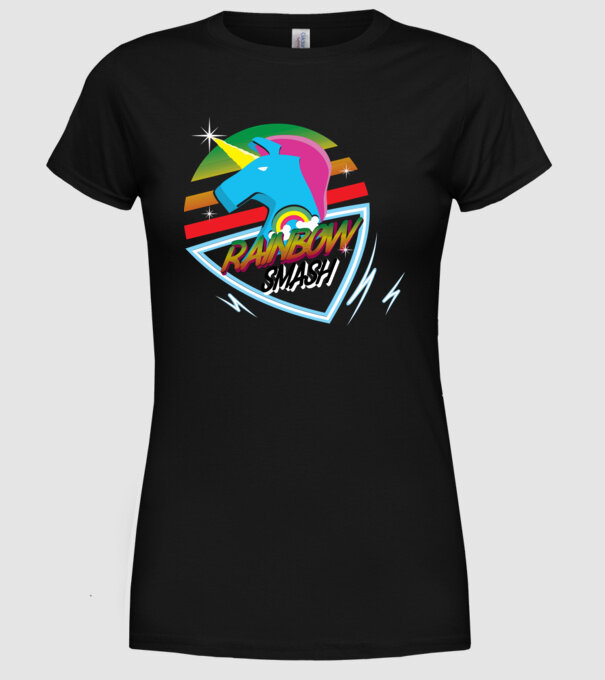Rainbow smash model negru pe tricou
