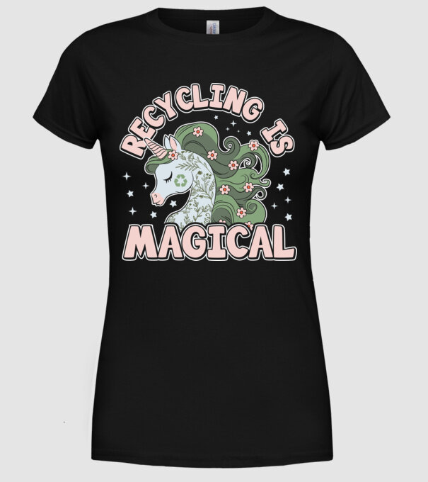 Recycling is magical model negru pe tricou