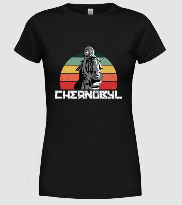 Retro chernobyl model negru pe tricou