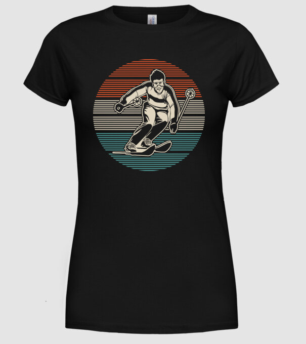 Retro circle ski model negru pe tricou