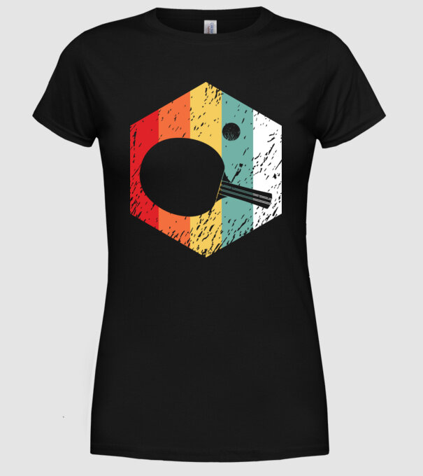 Retro Ping Pong model negru pe tricou