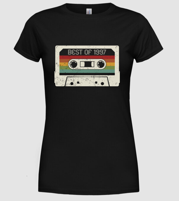 retro tape 1997 vintage model negru pe tricou