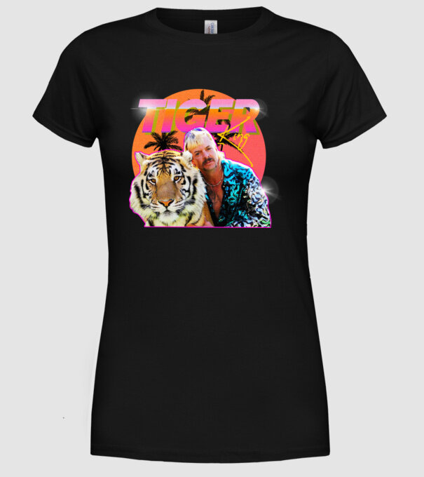 RETRO TIGER KING model negru pe tricou