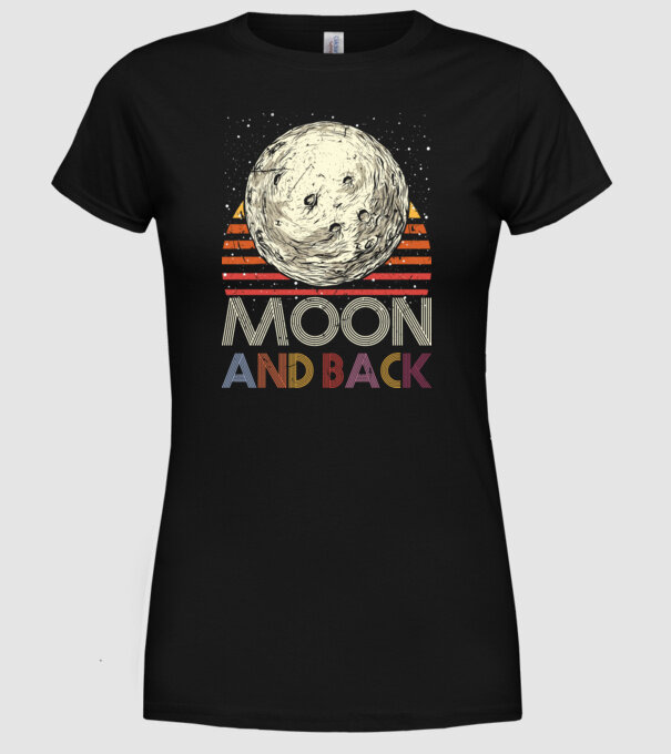 Retro vintage love you to the moon and back MOON model negru pe tricou