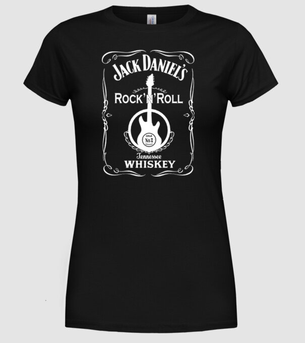 'Rock''n''Roll whiskey' model negru pe tricou