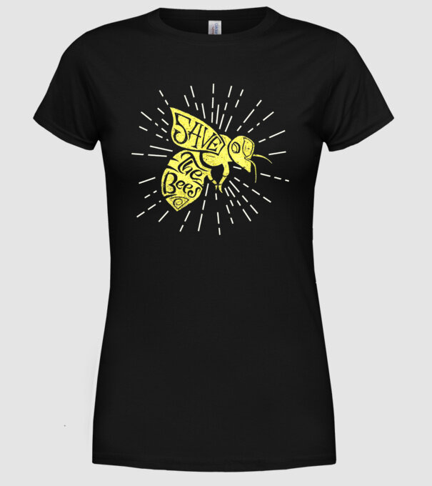 Save the bees model negru pe tricou