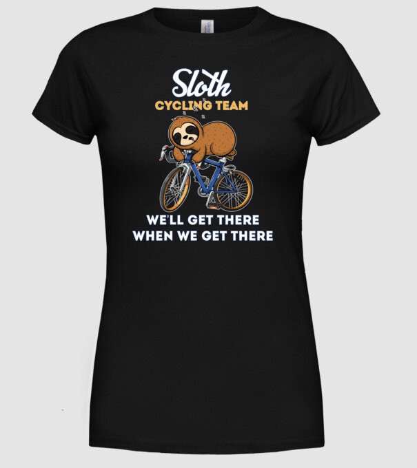 Sloth cycling team model negru pe tricou