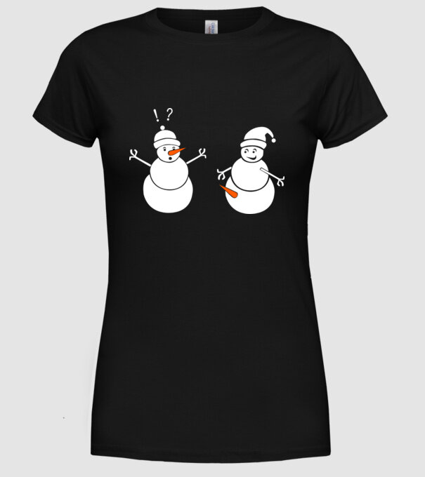 Snowman in action model negru pe tricou