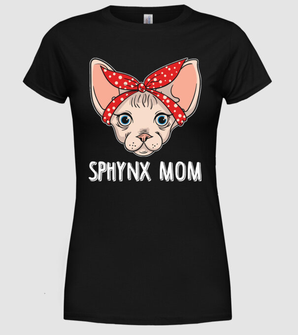 sphynx mom model negru pe tricou