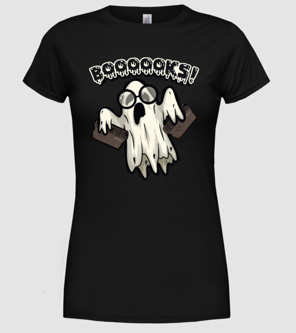 Spooky boookworm model negru pe tricou