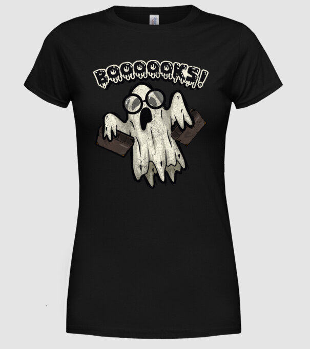 Spooky booookworm model negru pe tricou