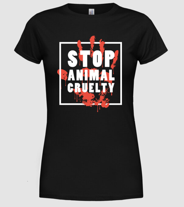 Stop animal cruelty model negru pe tricou