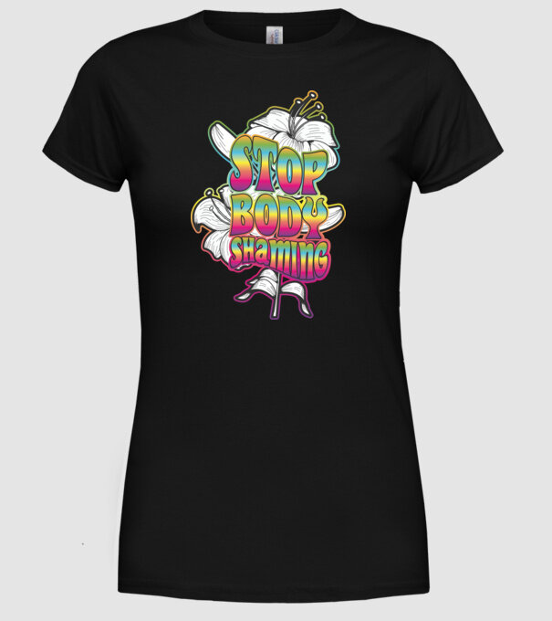 Stop body shaming lily model negru pe tricou