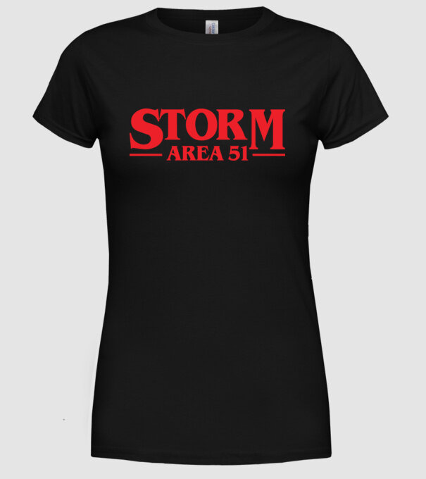 storm area 51 stranger model negru pe tricou
