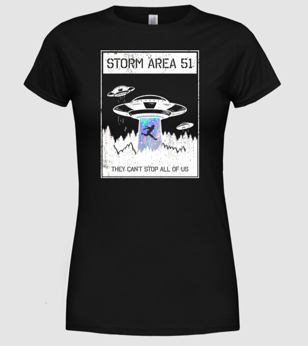 'Storm area 51 - They can''t stop all of us' model negru pe tricou