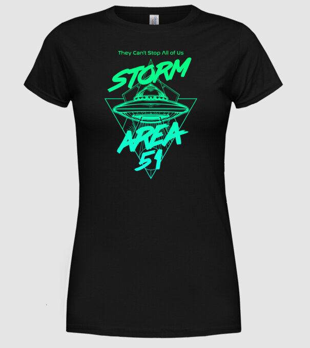 Storm area 51 ufo green model negru pe tricou