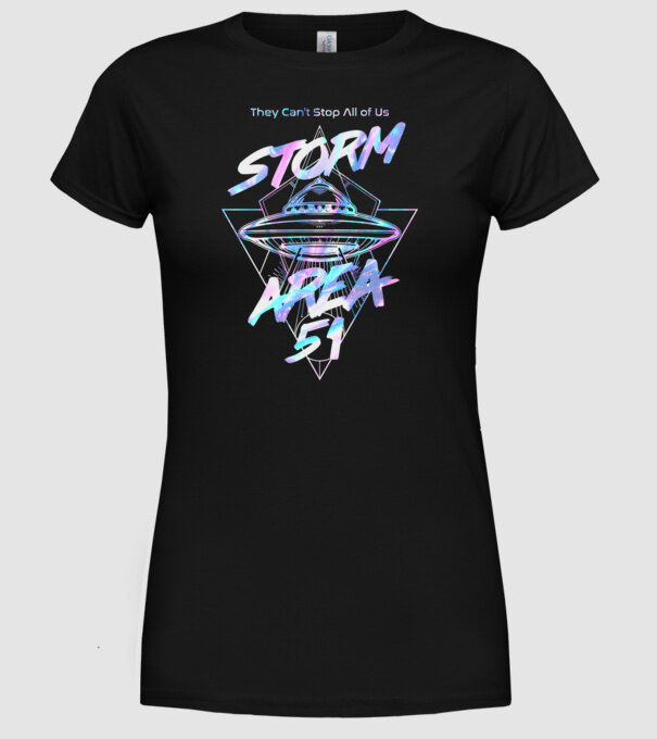 storm area 51 ufo holo model negru pe tricou