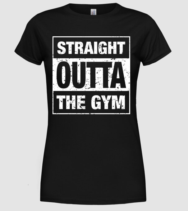 Straight outta gym model negru pe tricou