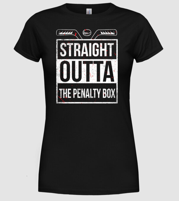 Straight outta the penalty box model negru pe tricou