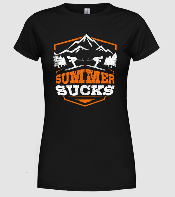 Summer sucks model negru pe tricou