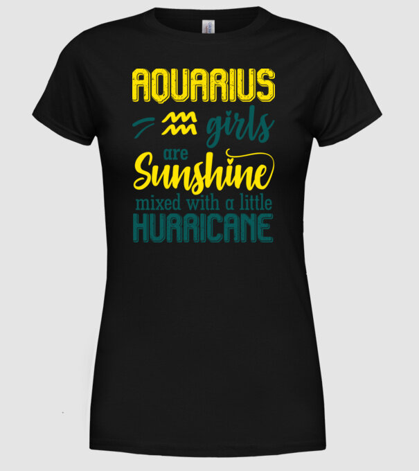 Sunshine with Hurricane AQUARIUS model negru pe tricou