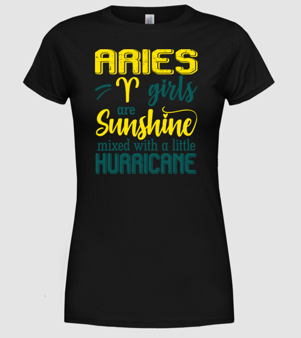 Sunshine with Hurricane ARIES model negru pe tricou