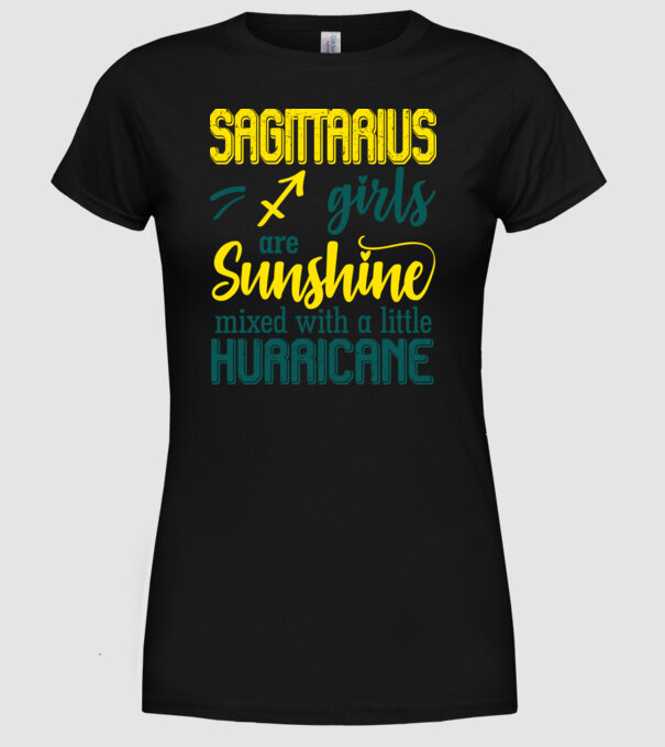 Sunshine with Hurricane SAGITTARIUS model negru pe tricou