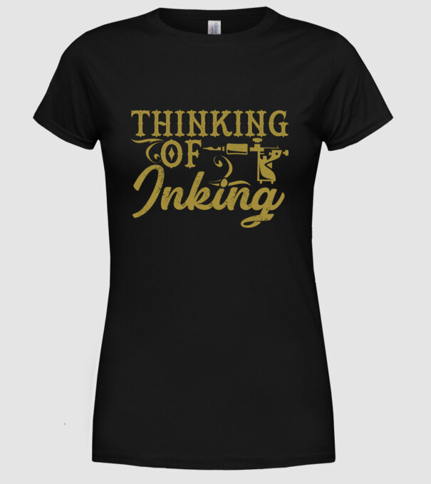 Thinking of inking model negru pe tricou