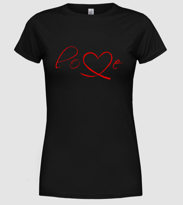 Love Valentines day model negru pe tricou