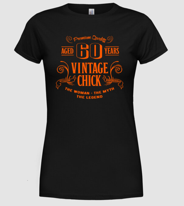 Vintage chick - 60 model negru pe tricou