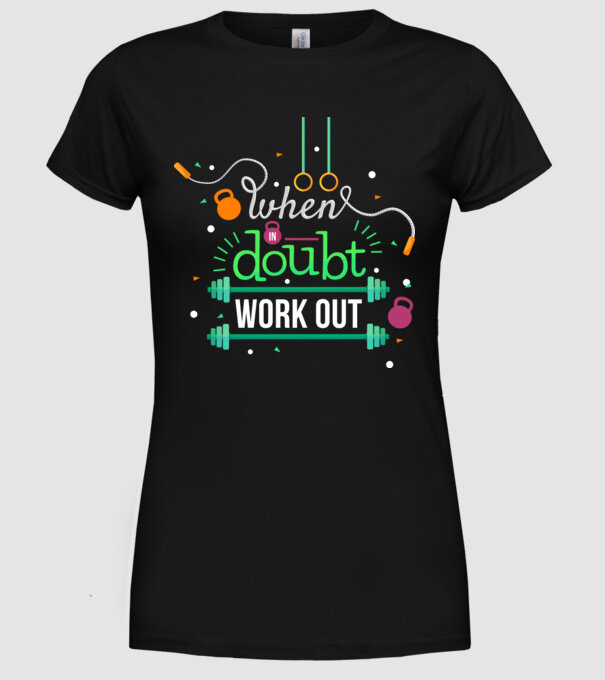 When in doubt model negru pe tricou