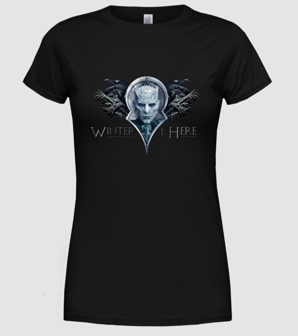 Winter is Here model negru pe tricou