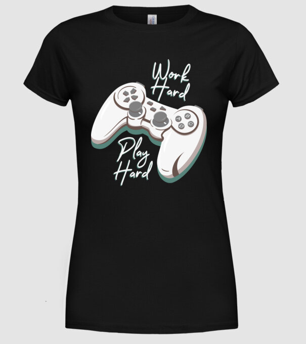 Work hard play hard model negru pe tricou