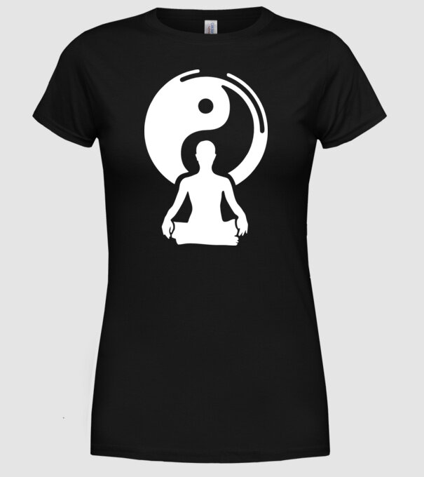 Meditație Yin yang model negru pe tricou