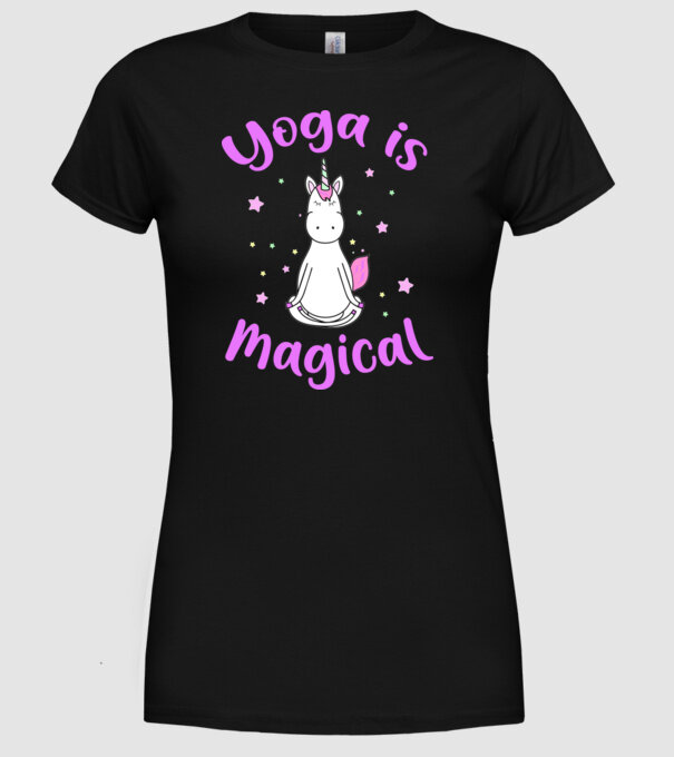 yoga is magical model negru pe tricou