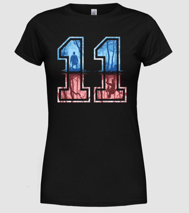 11 eleven stranger things model negru pe tricou