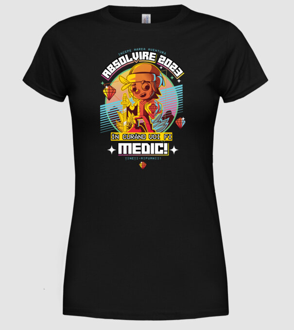 absolvire 2023 medic model negru pe tricou