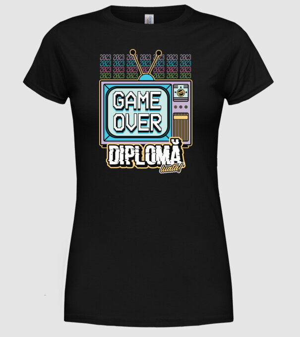 Absolvire retro diplomă model negru pe tricou