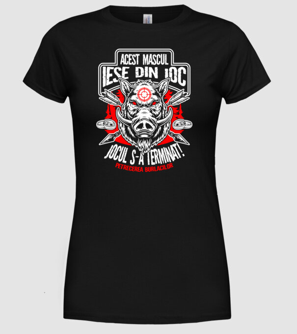 Acest mascul iese din joc - jocul s-a terminat - petrecerea burlacilor model negru pe tricou