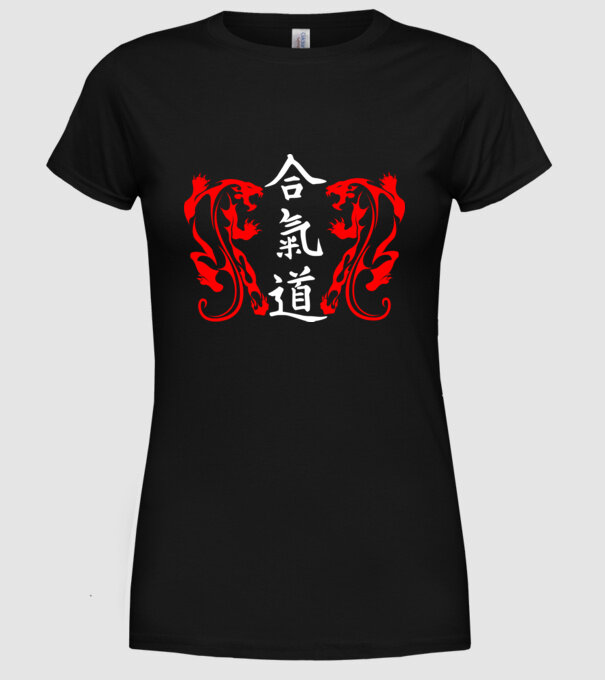 Aikido 2 model negru pe tricou