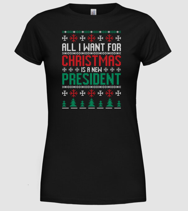 All I want for christmas model negru pe tricou