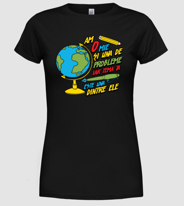 Am o mie și una de probleme, iar tema ta este una dintre ele model negru pe tricou