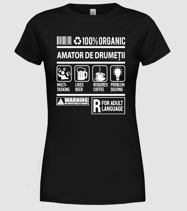 amator de drumeții model negru pe tricou